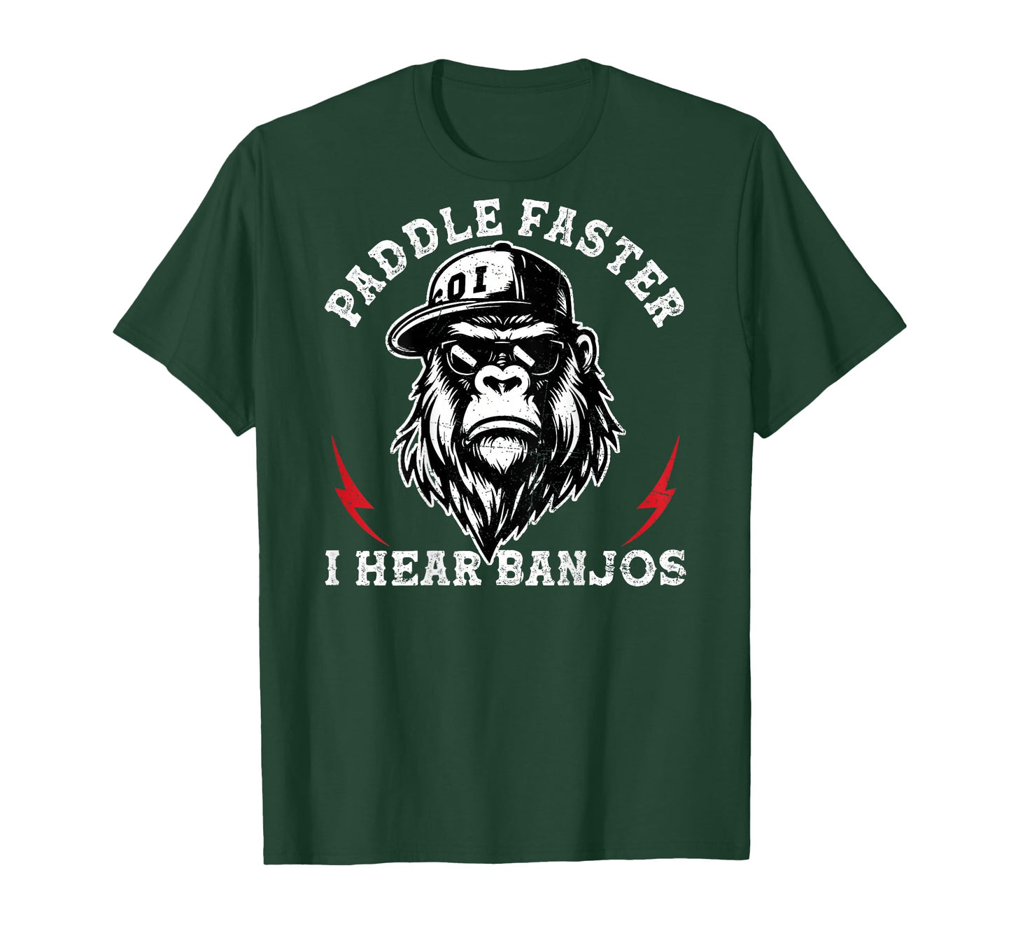 Paddle Faster I Hear Banjos Funny Monkey (On Back) T-Shirt