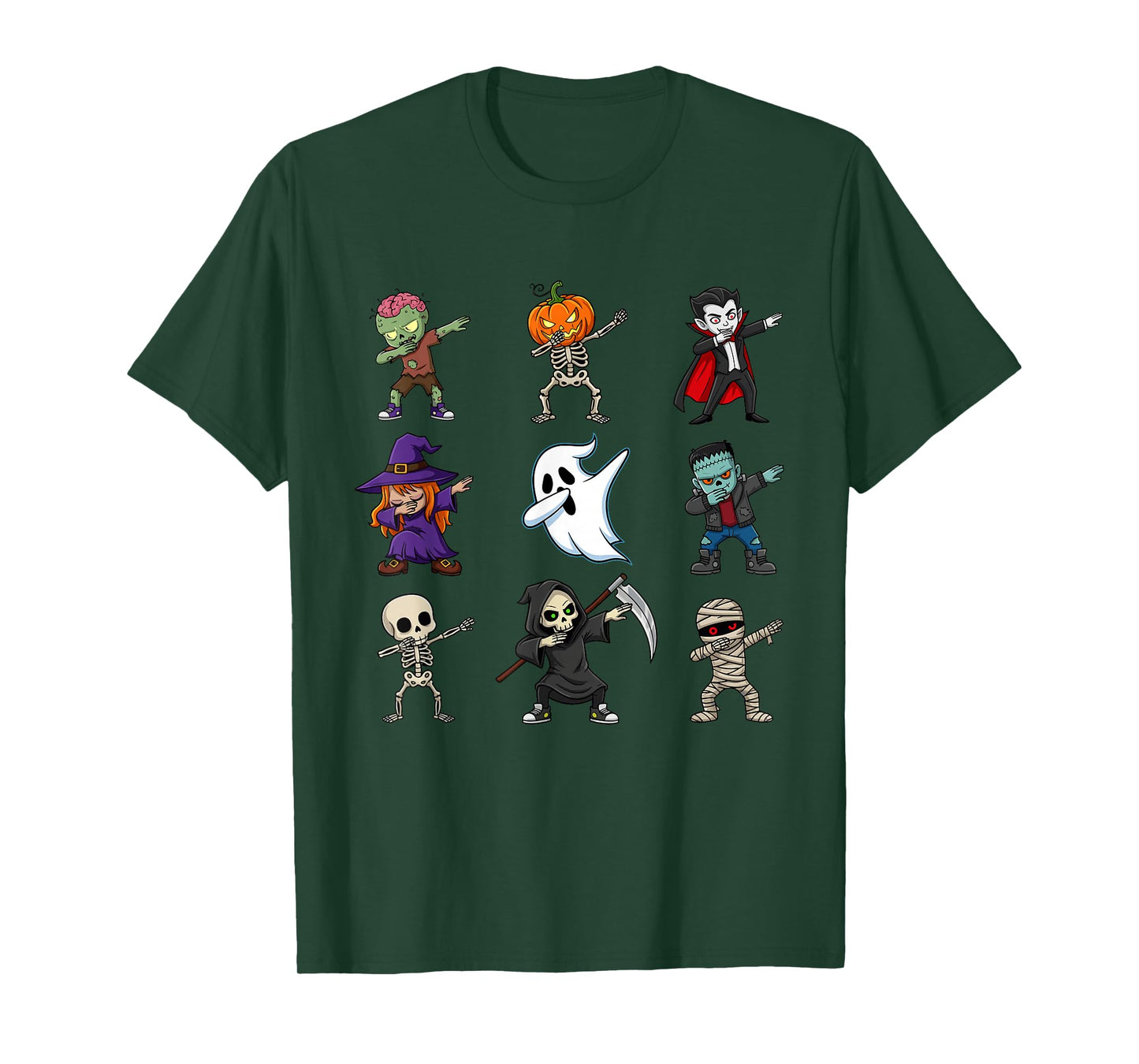 Dabbing Halloween Ghost Witch Zombie Vampire Skeleton Kids T-Shirt