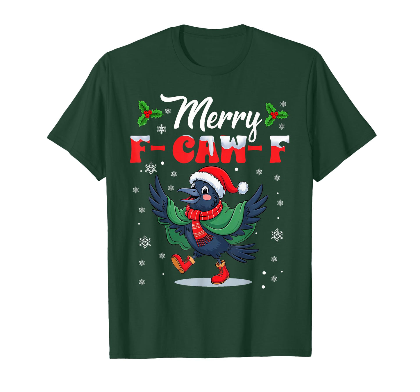 Black Crow F-Caw-F Funny Appropriate Christmas Adult Humor T-Shirt
