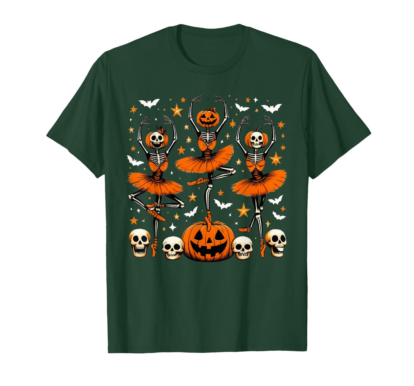 Ballet Pumpkin Skeleton Scary Halloween Men Women Boys Girls T-Shirt