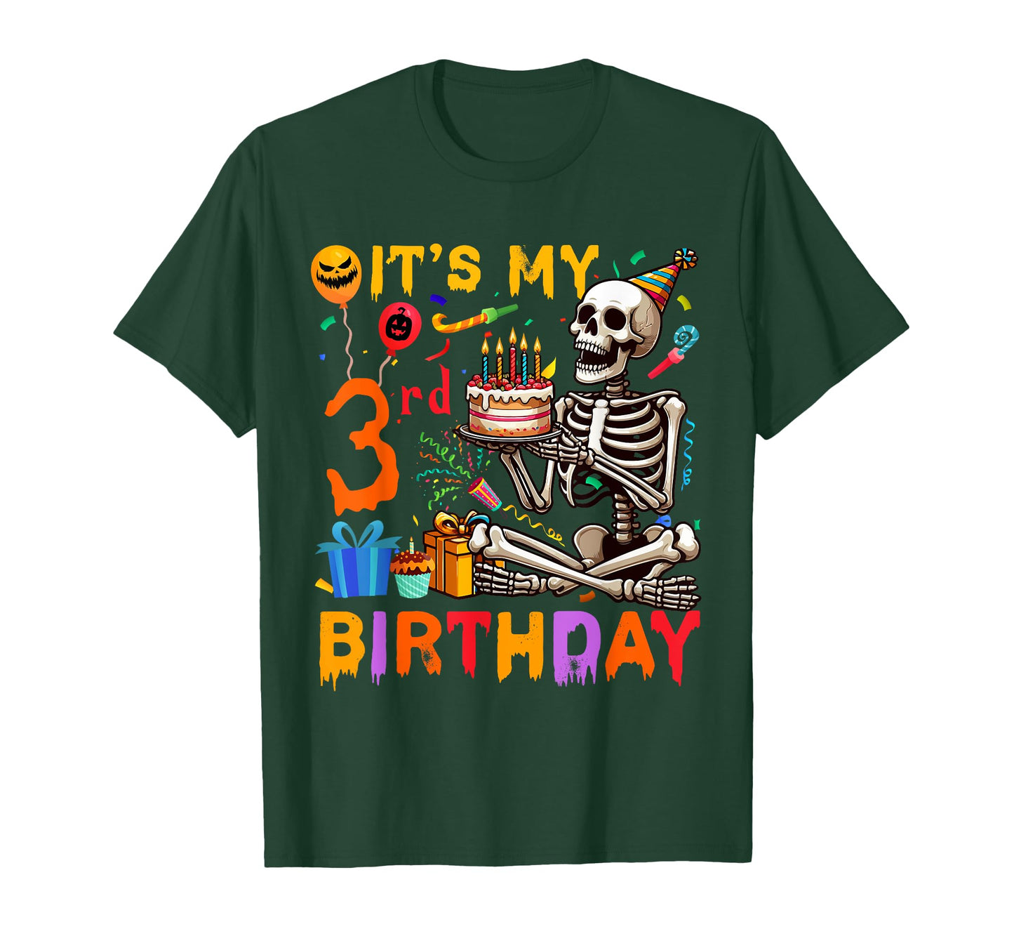 It's My 3rd Birthday Halloween Skeleton Matching Party T-Shirt