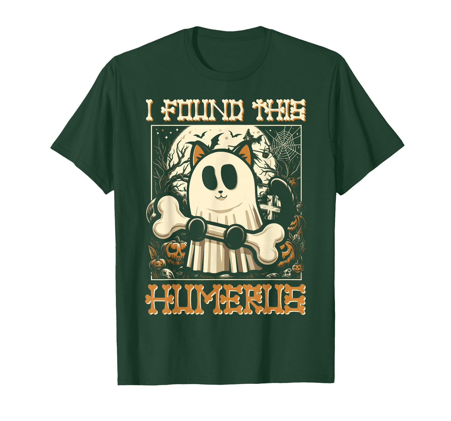 I Found This Humerus - Funny Cat Halloween T-Shirt