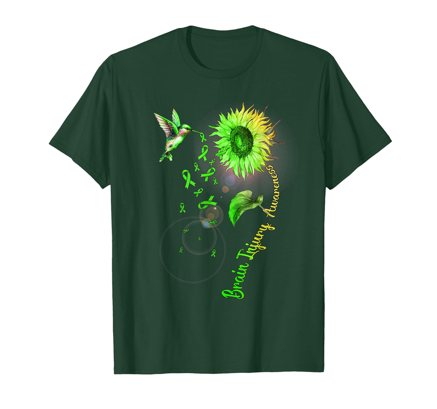 Brain Injury Sunflower Hummingbird T-Shirt