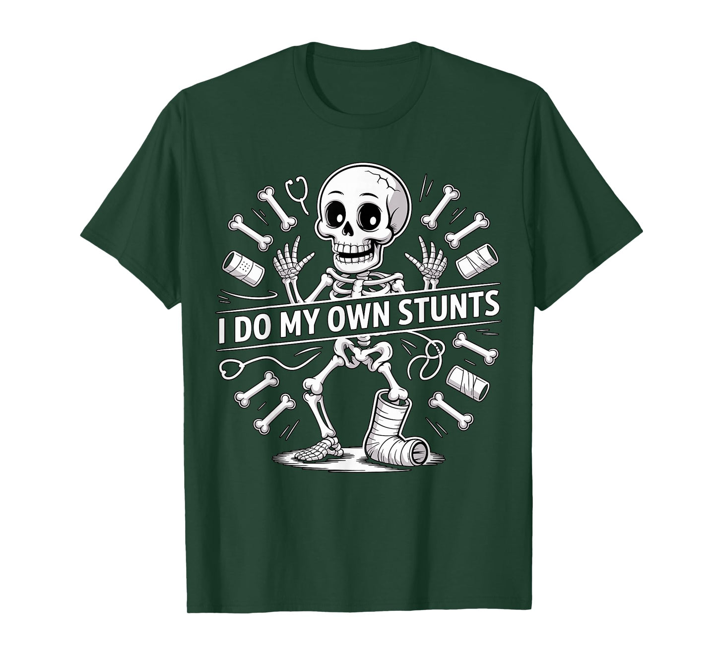 I Do My Own Stunts Skeleton Crutches T-Shirt