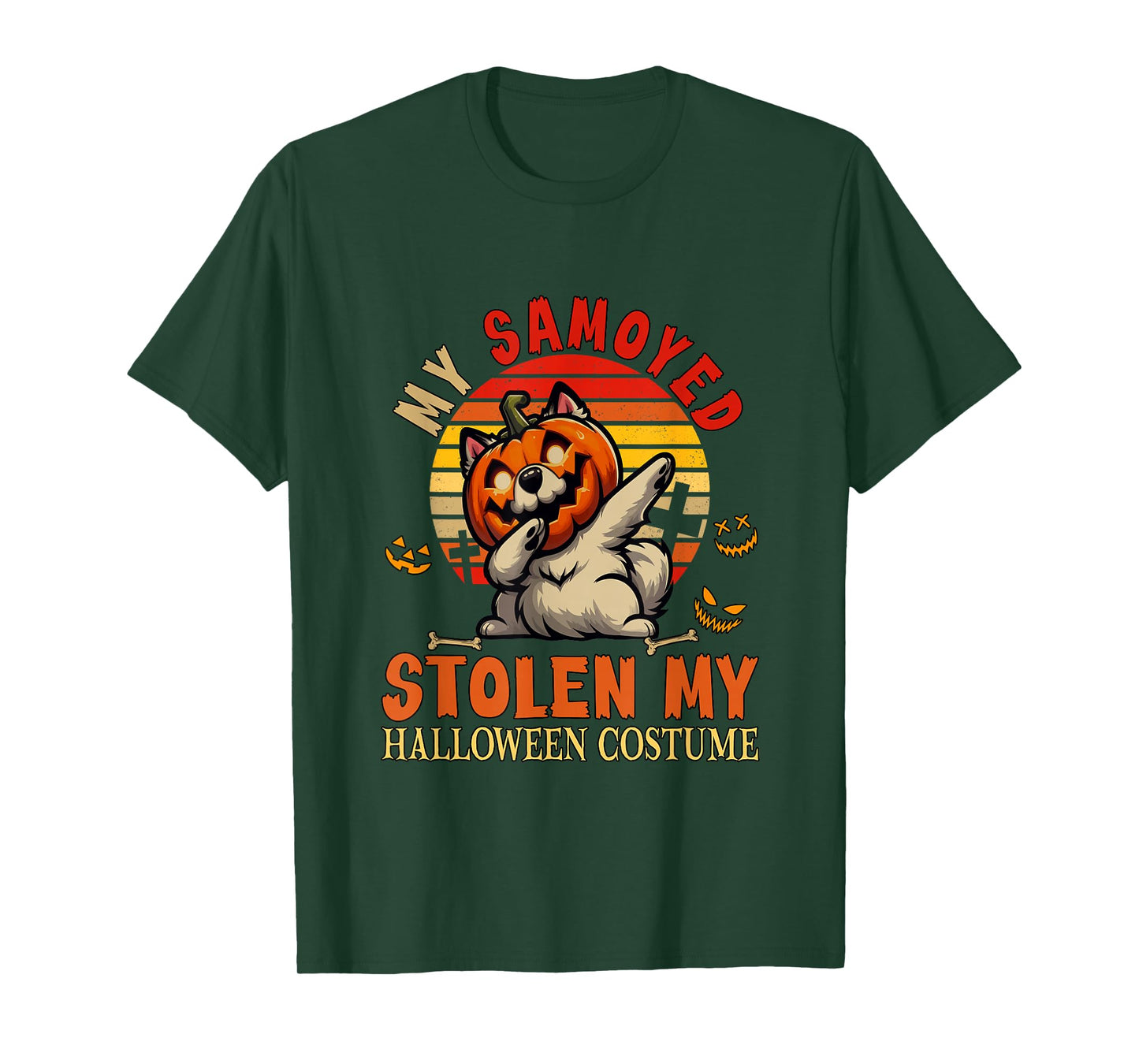 Samoyed Stolen My Halloween Costume Dog Carved Pumpkin T-Shirt
