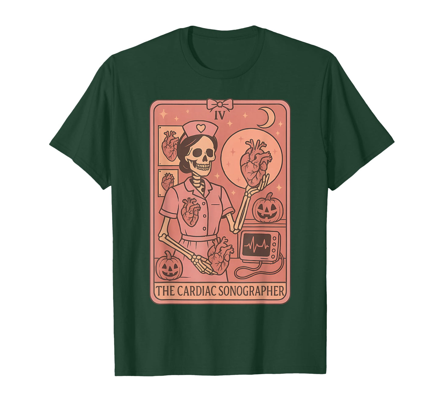 Cardiac Sonographer Tarot Card Skeleton Ultrasound Halloween T-Shirt