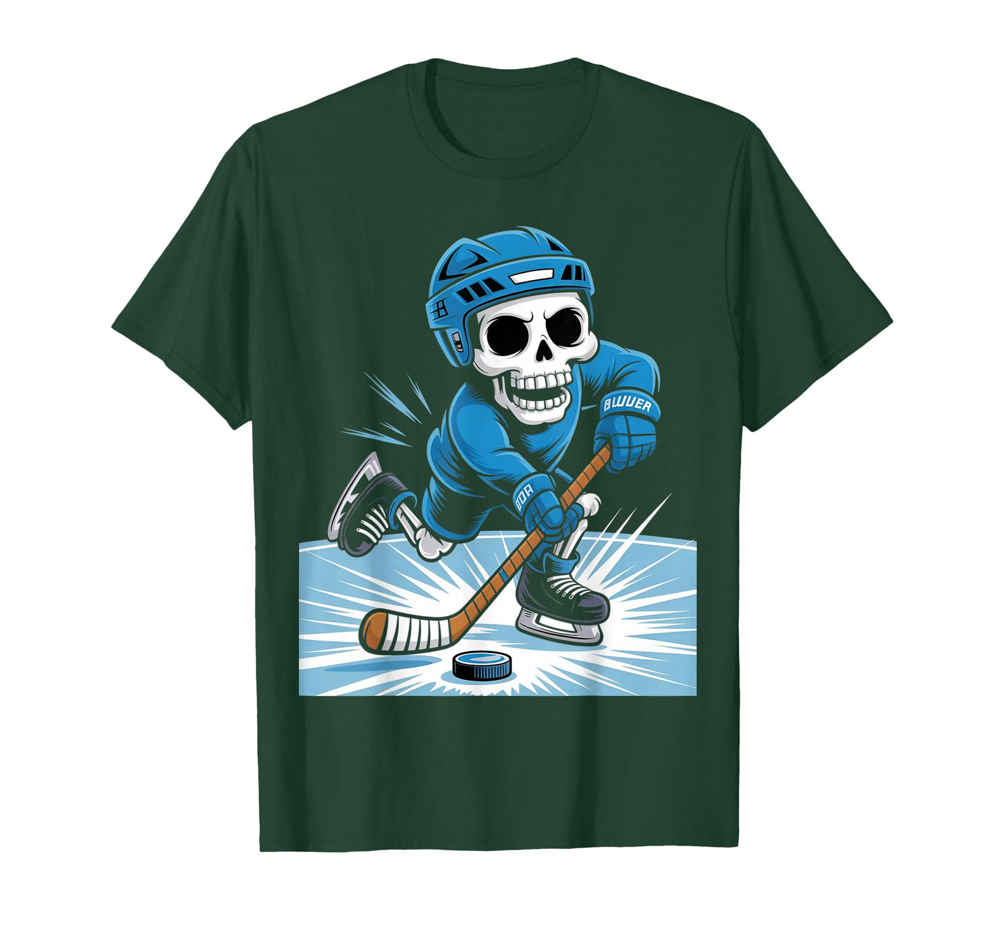 Skeleton Ice Hockey Halloween Costume Boys Men Funny Sport T-Shirt