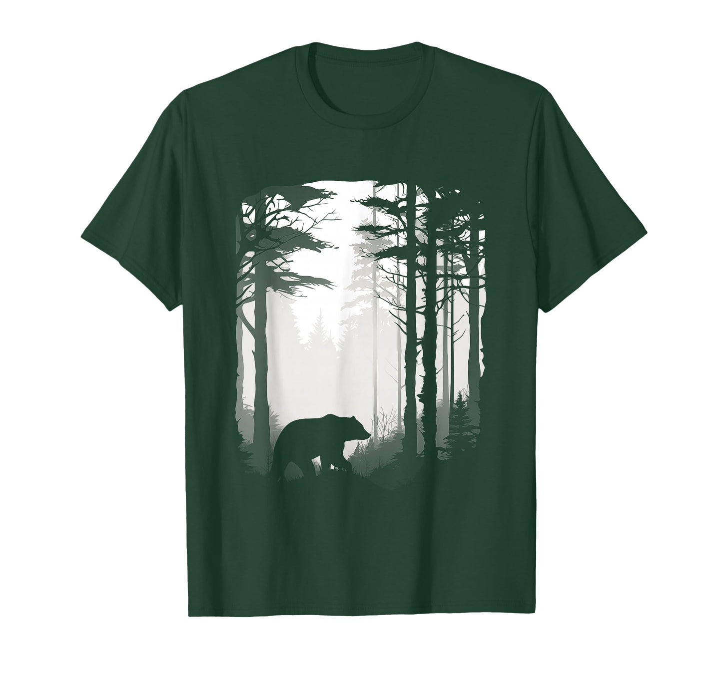 Graphic Bear Forest Wildlife Silhouette Mist Wilderness T-Shirt