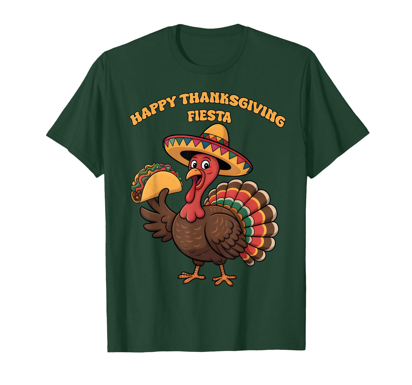 Happy Thanksgiving Fiesta Turkey with Taco Sombrero T-Shirt
