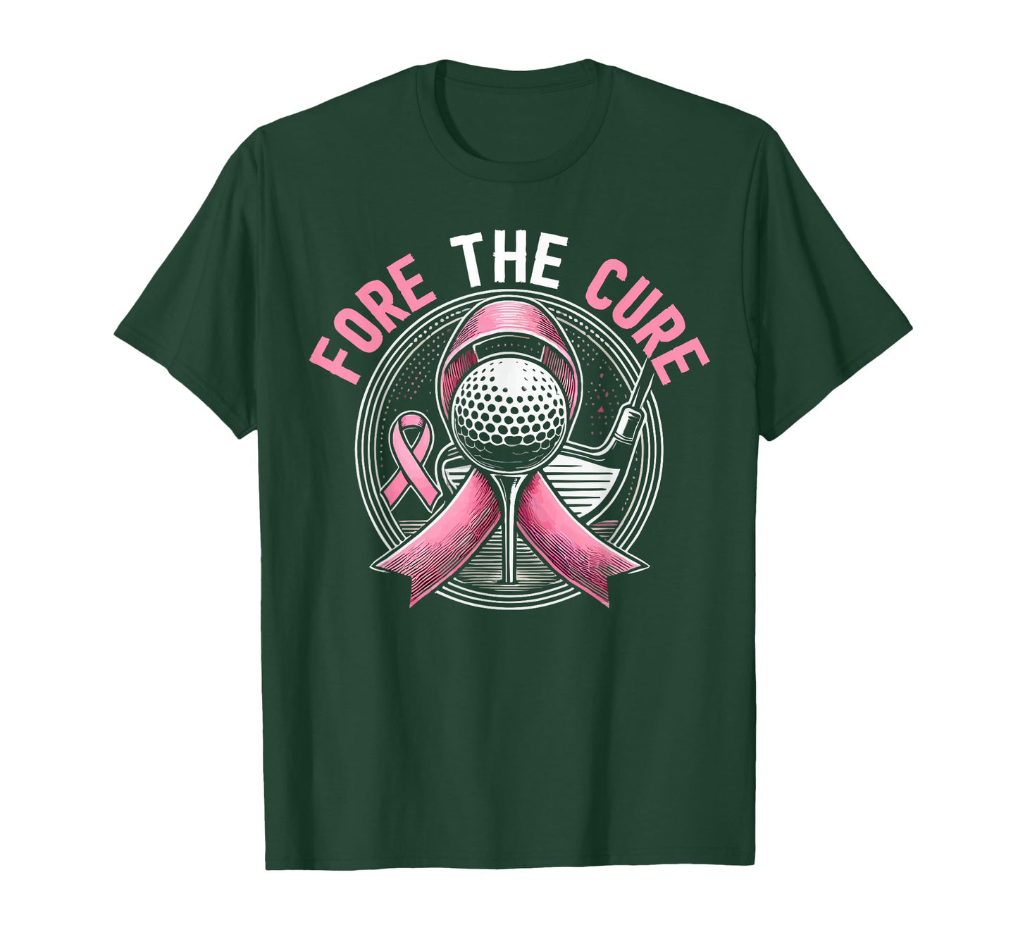 Golf Breast Cancer Awareness Month Golfer Pink Ribbon T-Shirt