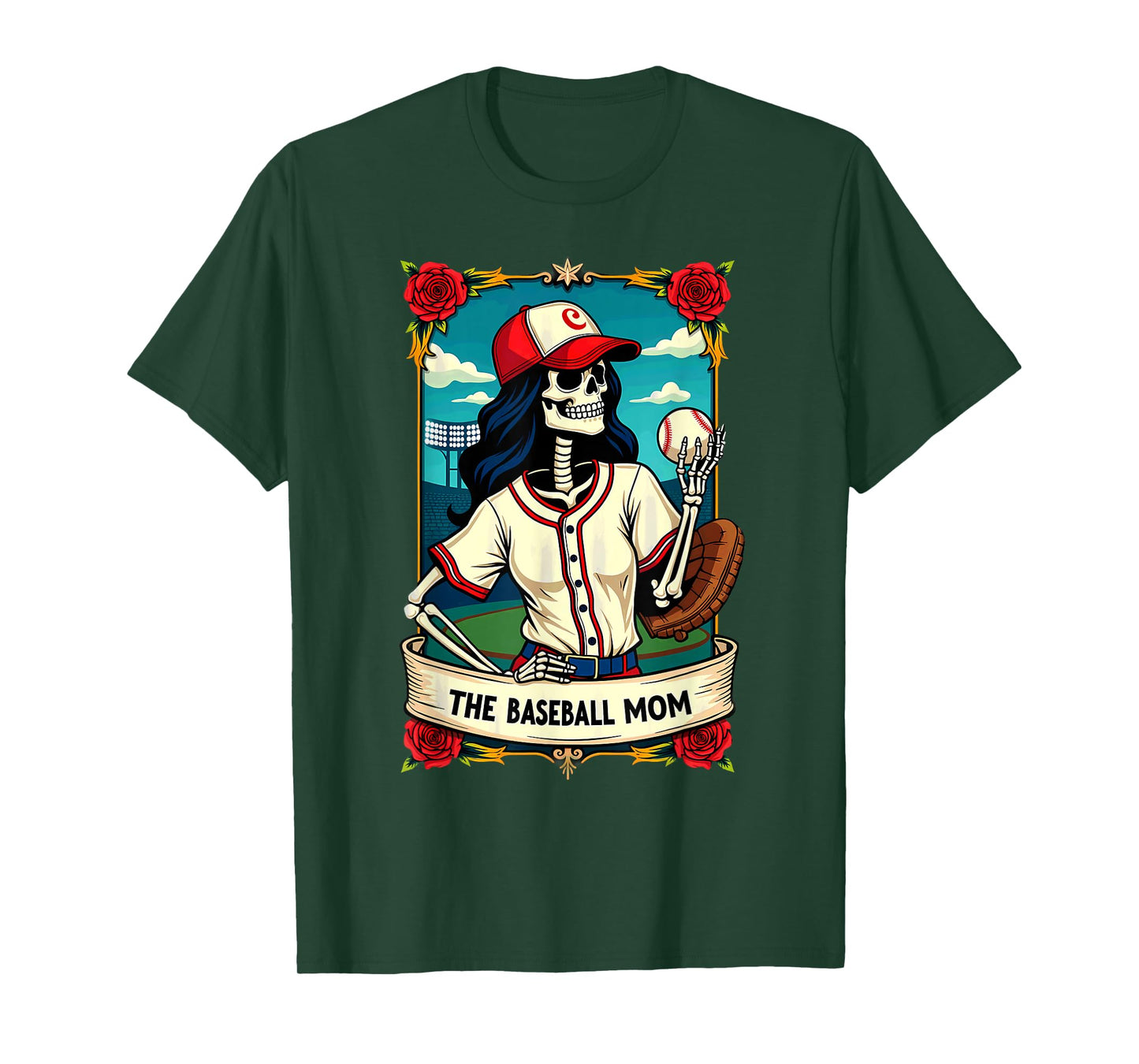 Gothic Tarot Card Baseball Mom Skeleton T-Shirt