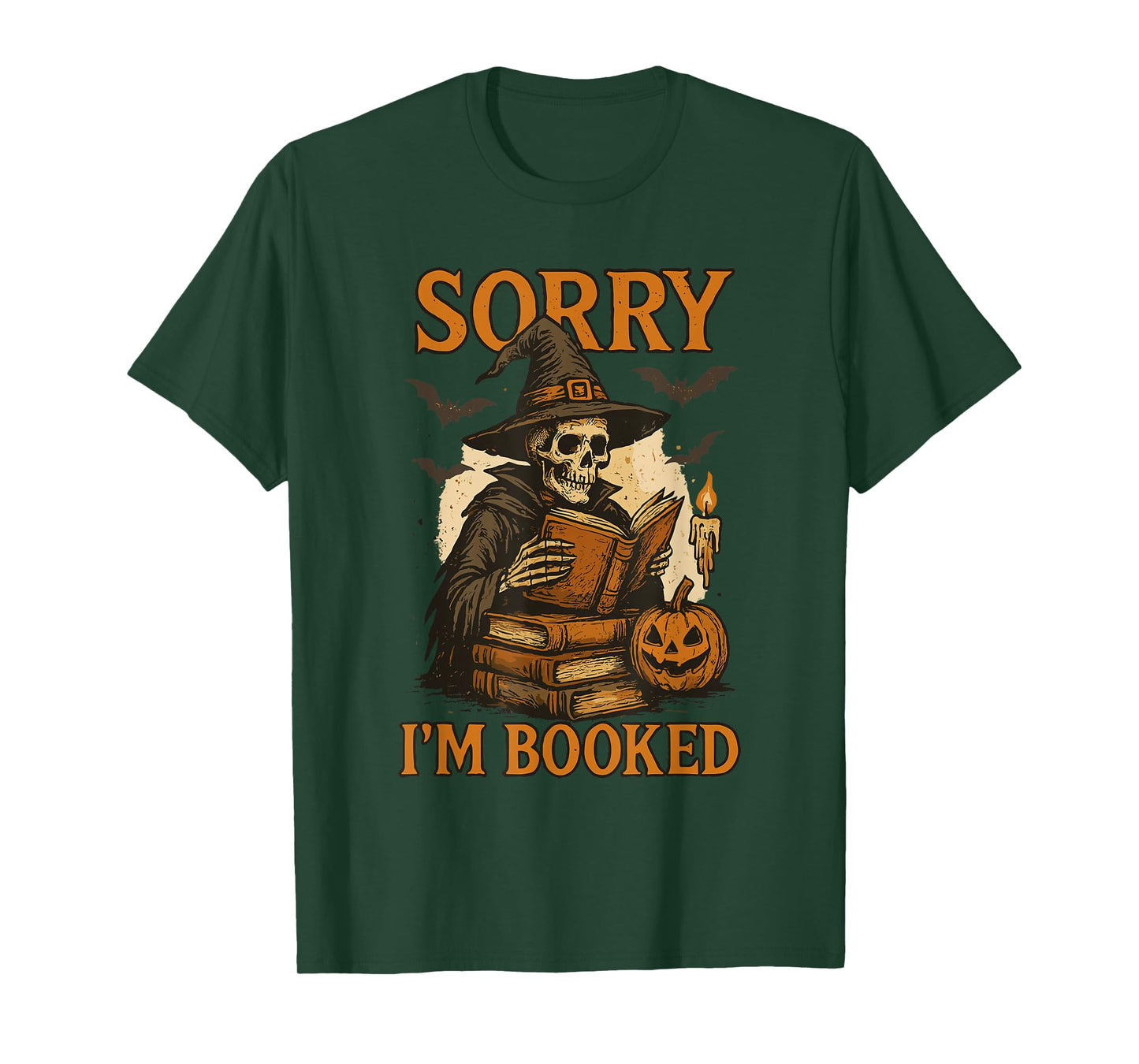 Sorry I’m Booked Funny Halloween Skeleton Reading Book Lover T-Shirt