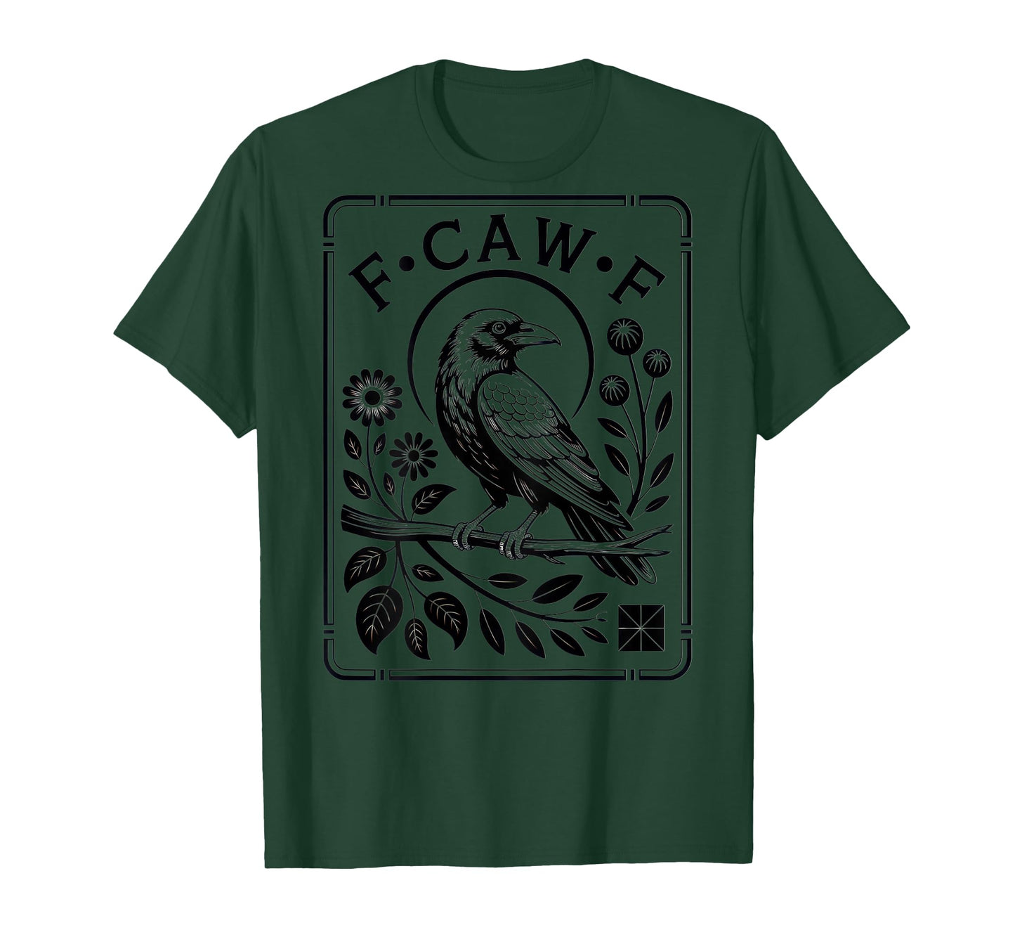 F-CAW-F Raven Botanical Gothic Art Dark Nature Vibe T-Shirt