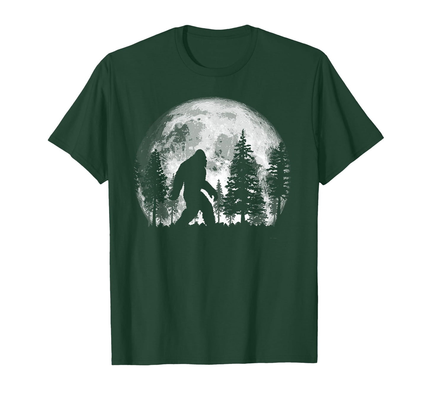 Bigfoot in the Forest Hiding at Night Full Moon Trees Nature T-Shirt