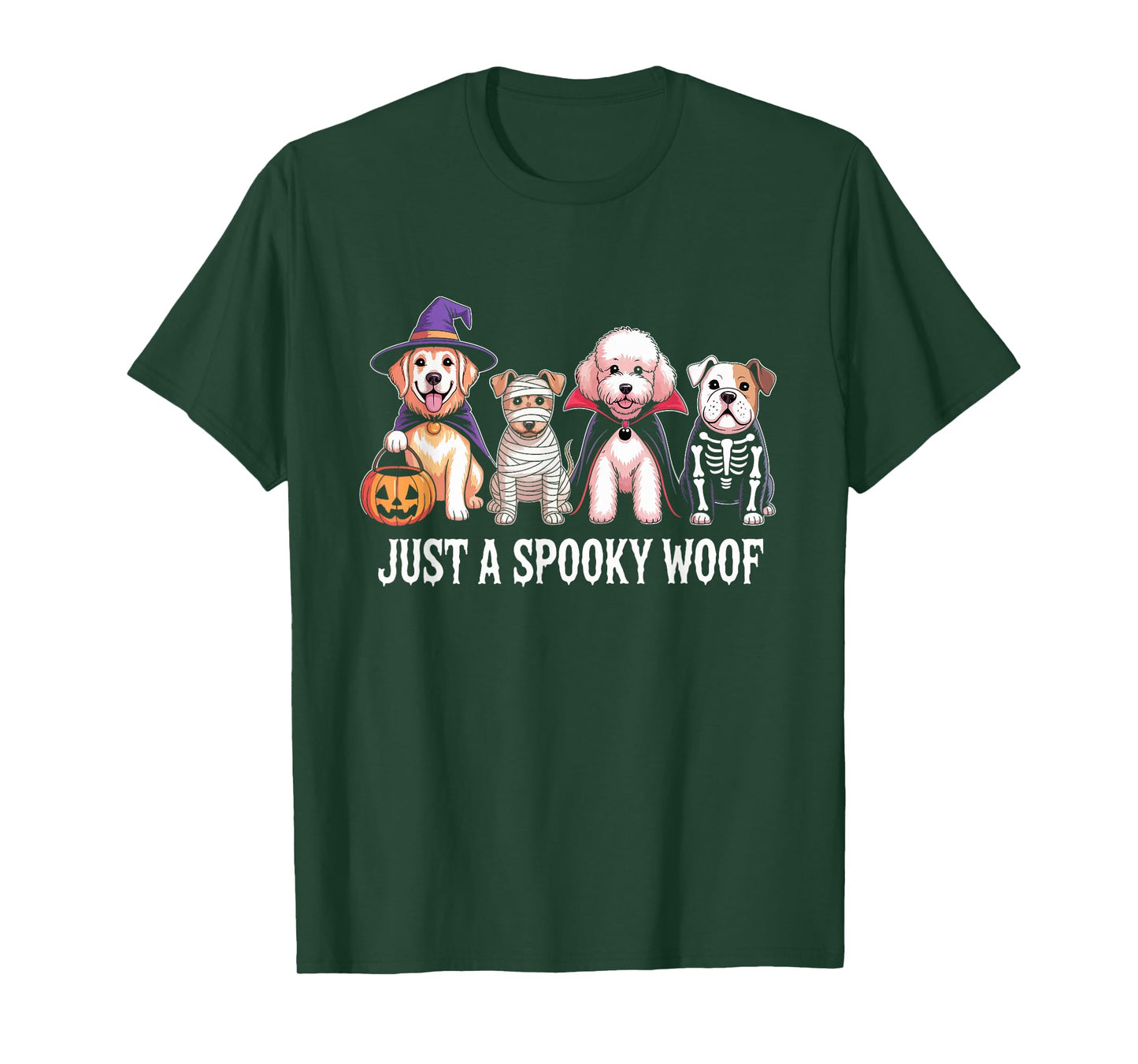 Just A Spooky Woof Cute Halloween Dogs in Costumes T-Shirt