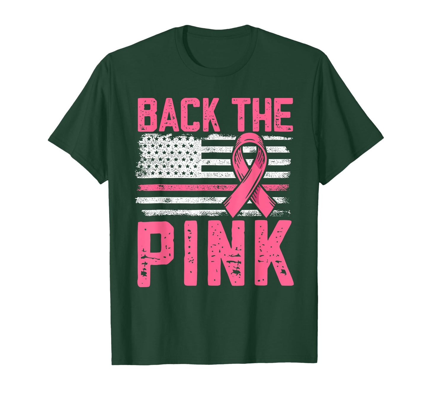 Back The Pink Breast Cancer Awareness American Flag Vintage T-Shirt