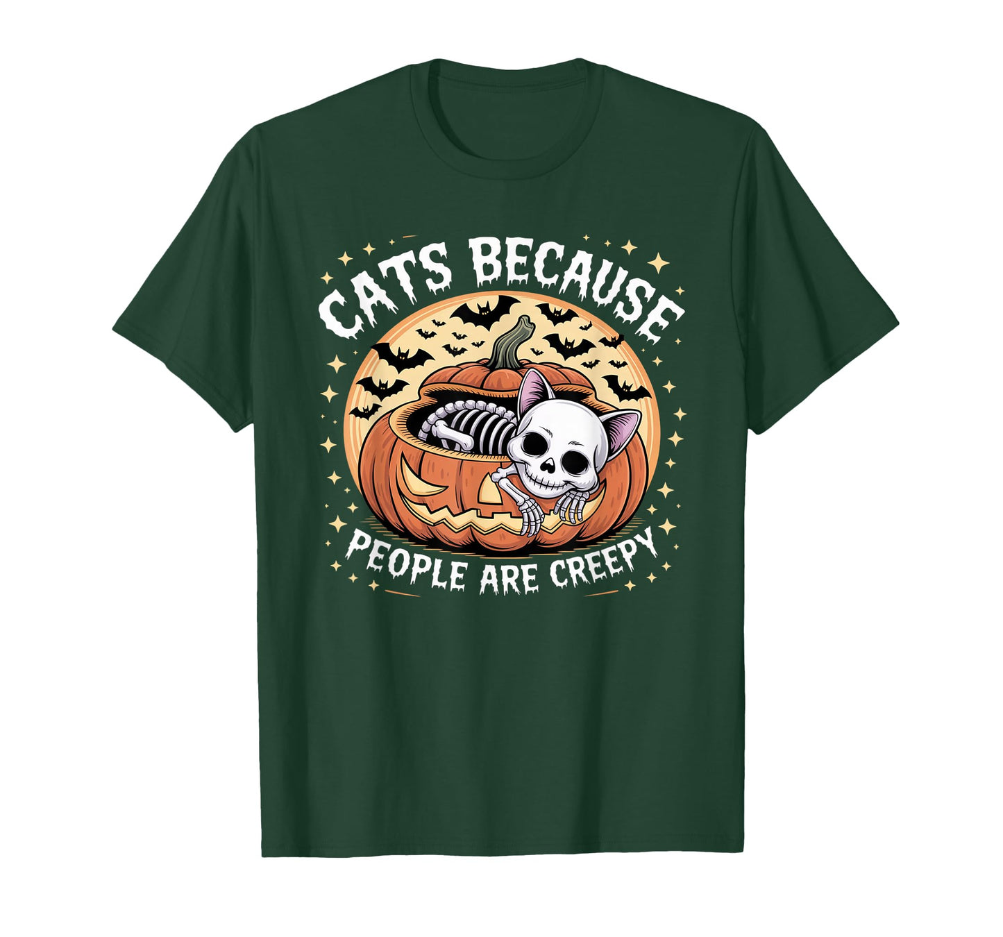 Cats Because People are Creepy Ghost Halloween Cat Mom Kids T-Shirt