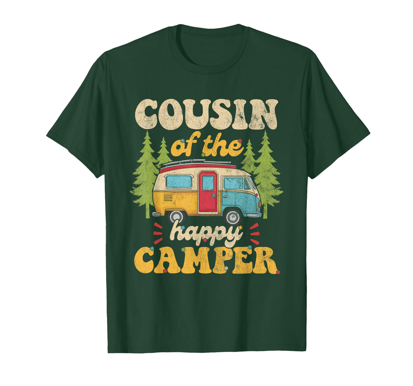 Cousin of Happy Camper 1st Birthday Party Retro Cousin T-Shirt
