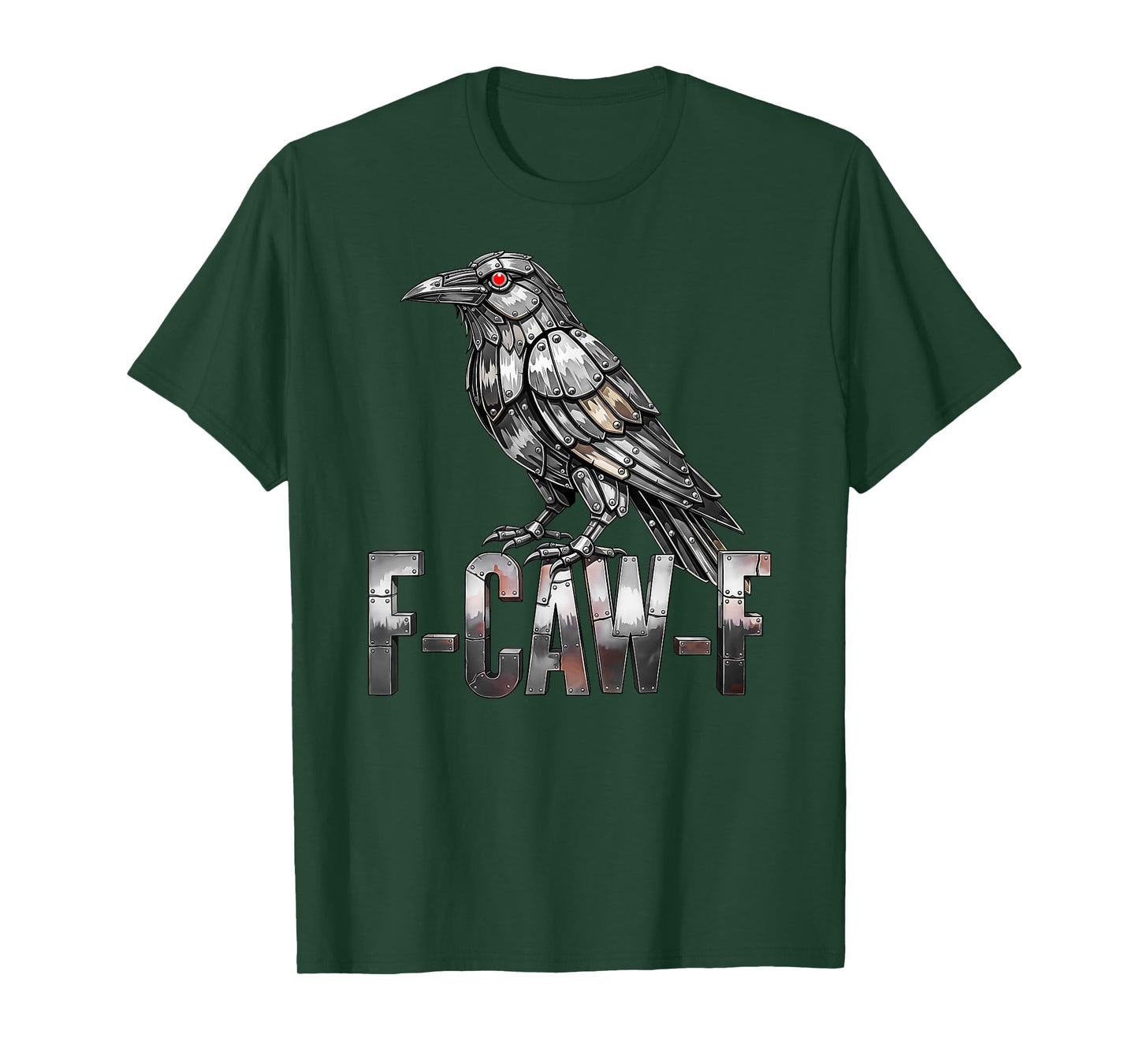 Silver Crow, F-Caw-F Funny Riveted Bird Gothic Adult Humor T-Shirt