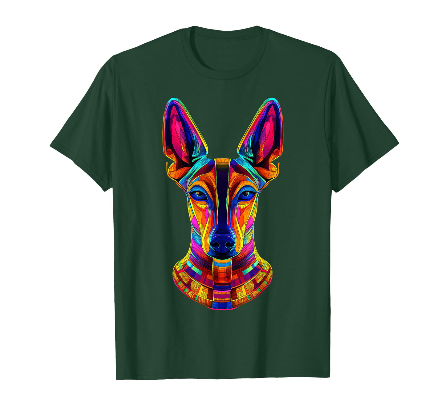 Colorful Pharaoh Hound Face Egyptian Dog Lover Black T-Shirt for Men Women Kids