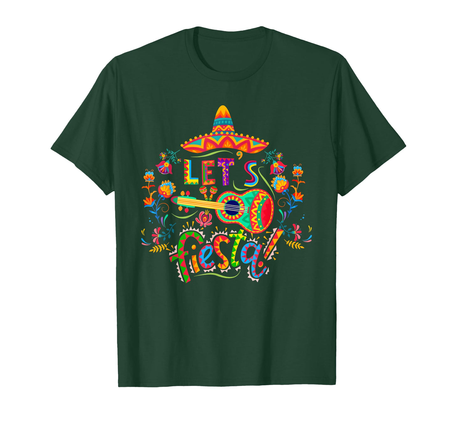 Let's Fiesta Cinco De Mayo Mexican Party Taco Guitar Funny T-Shirt