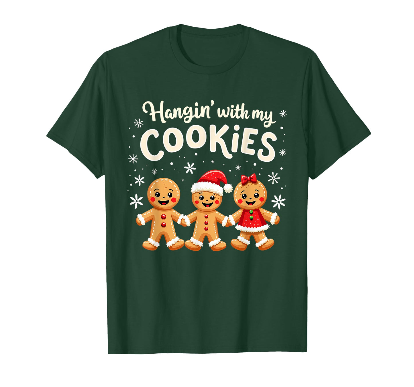 Hangin With My Cookies Gingerbread Christmas Funny Teacher T-Shirt