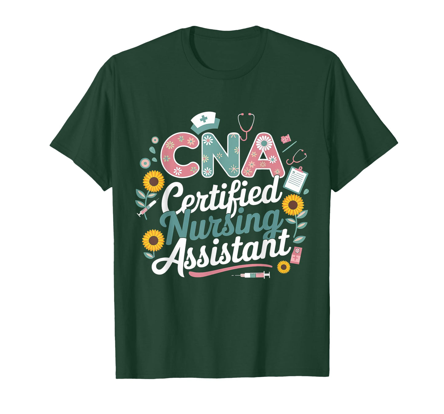 Floral CNA Certified Nursing Assistant Medical Design T-Shirt