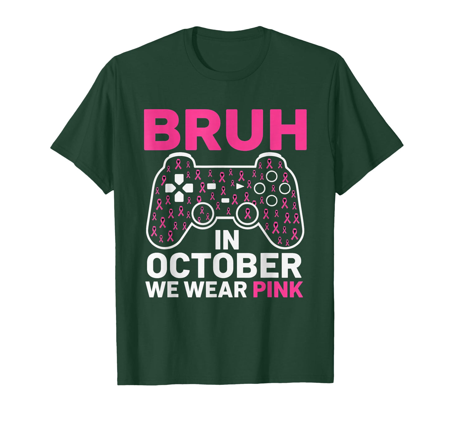 Bruh in October Wear Pink Breast Cancer Awareness Kids Boys T-Shirt