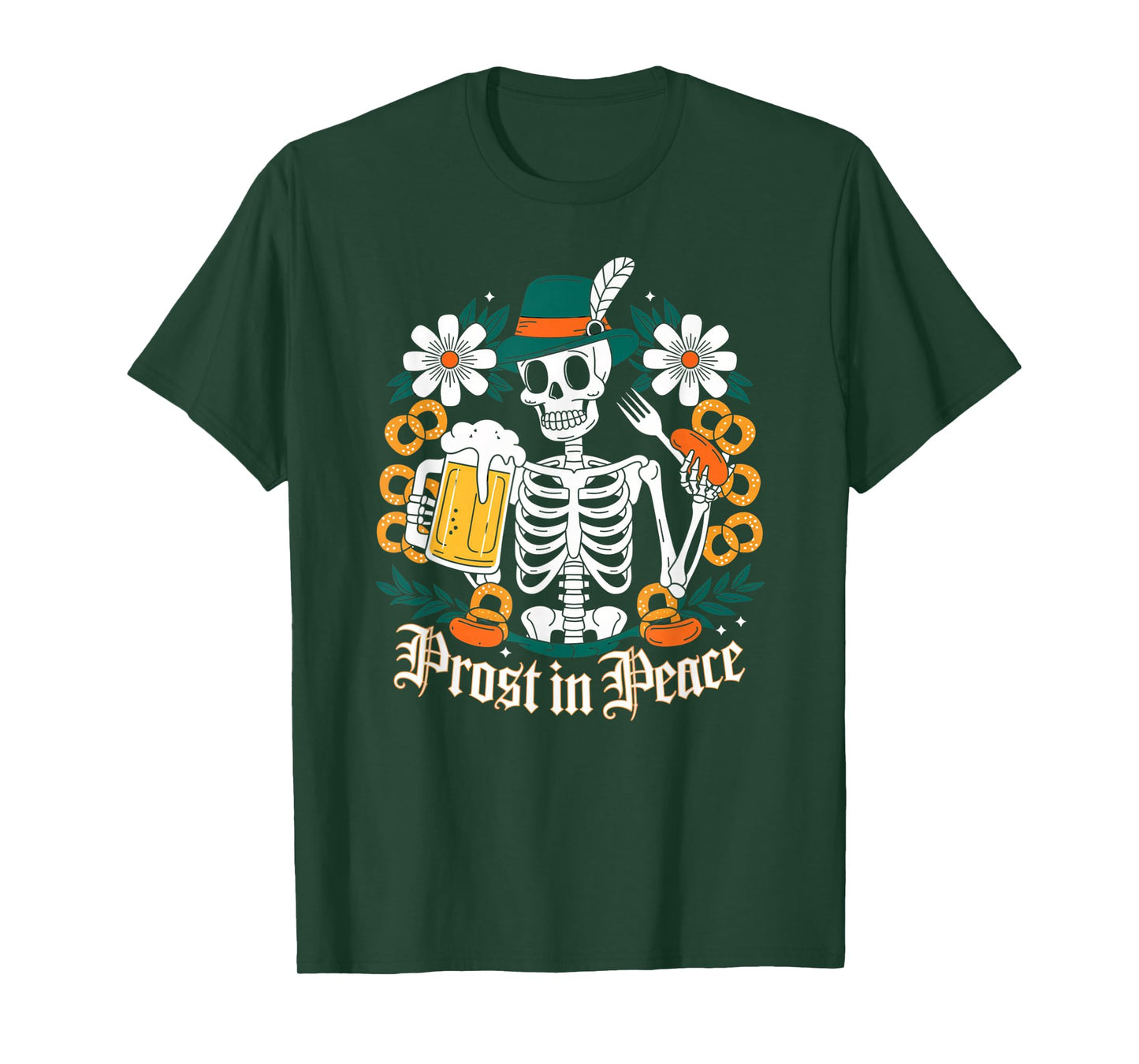 Prost in Peace Halloween Skeleton Beer Funny Oktoberfest T-Shirt