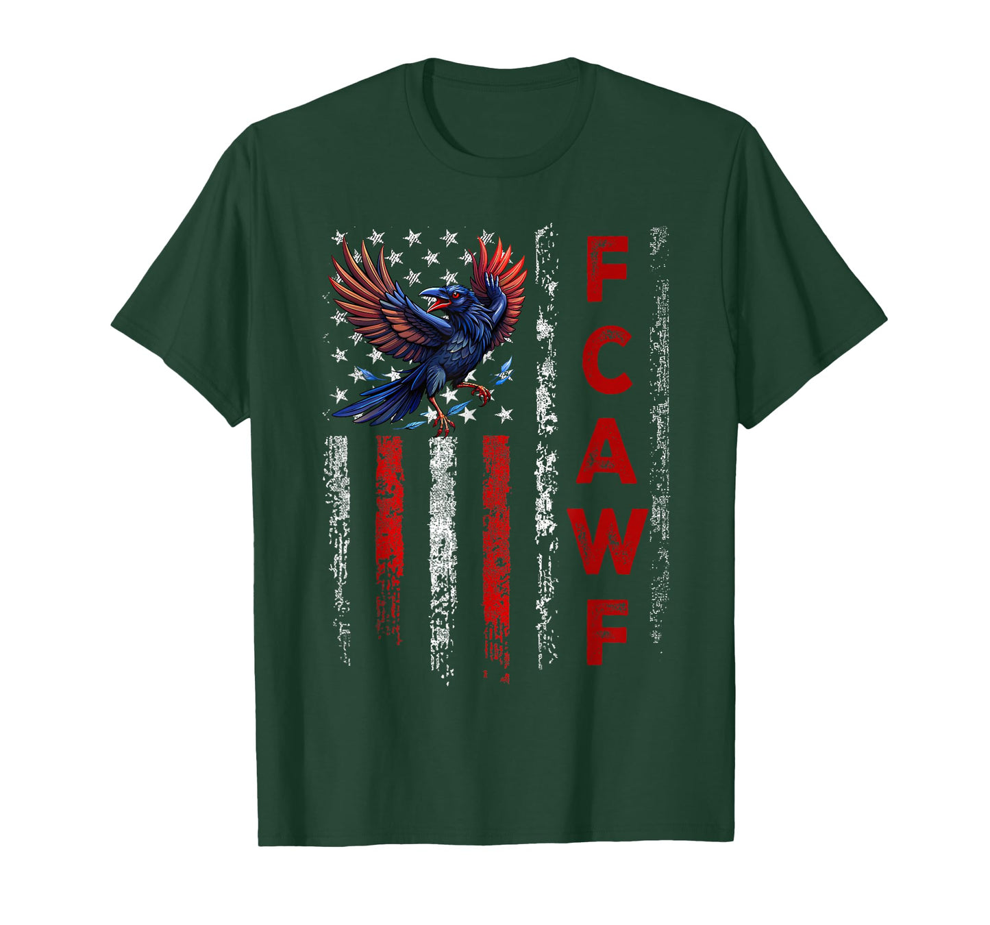 F-Caw-F Black Crow Black Bird Retro USA Flag Vintage F-Caw-F T-Shirt