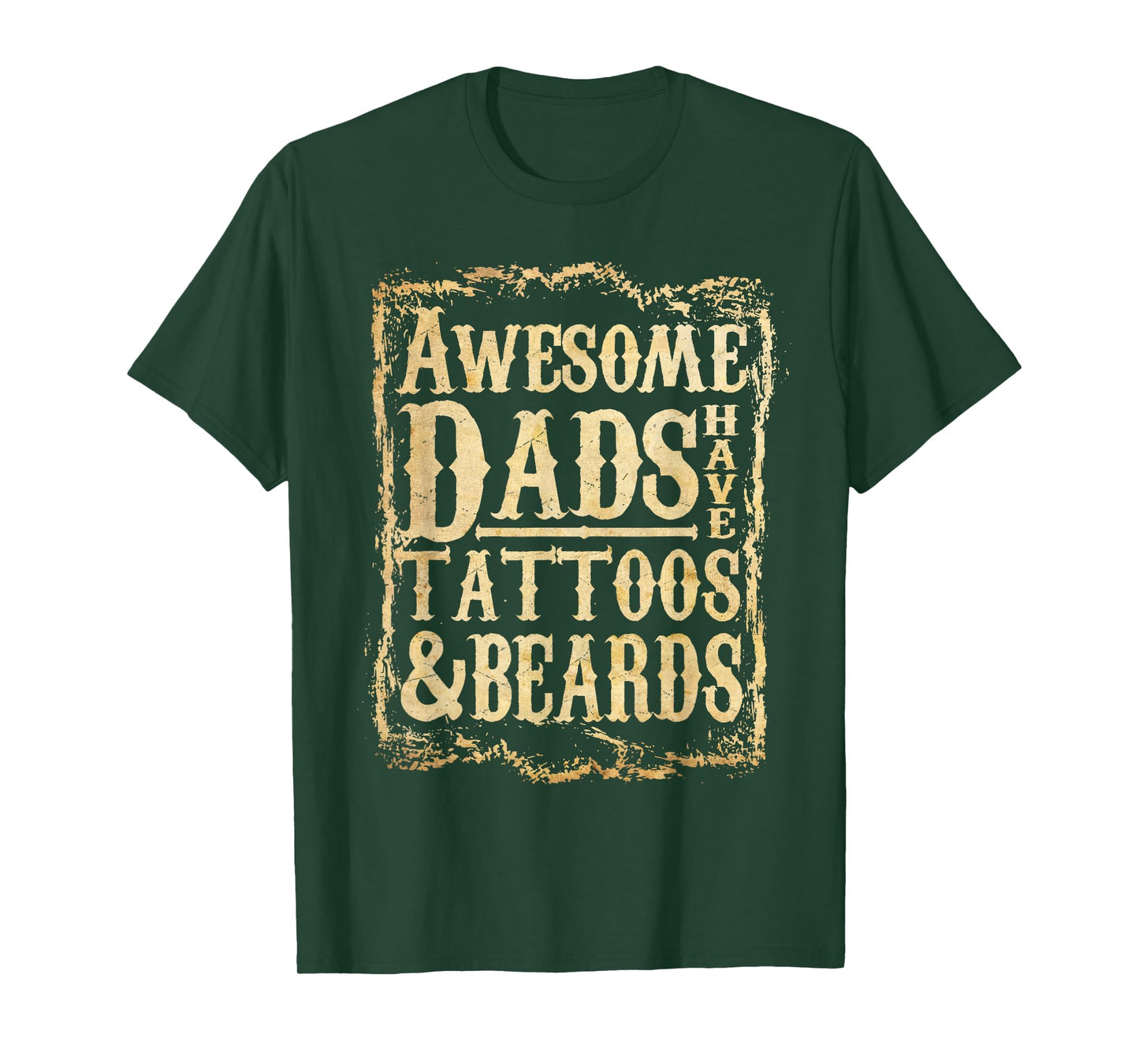 Vintage Awesome Dads Have Tattoos And Beards Fathers Day T-Shirt