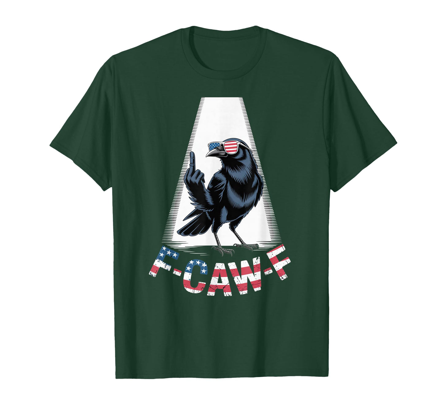 F-CAW-F USA Flag Crow Retro Patriotic Bird Middle Finger T-Shirt