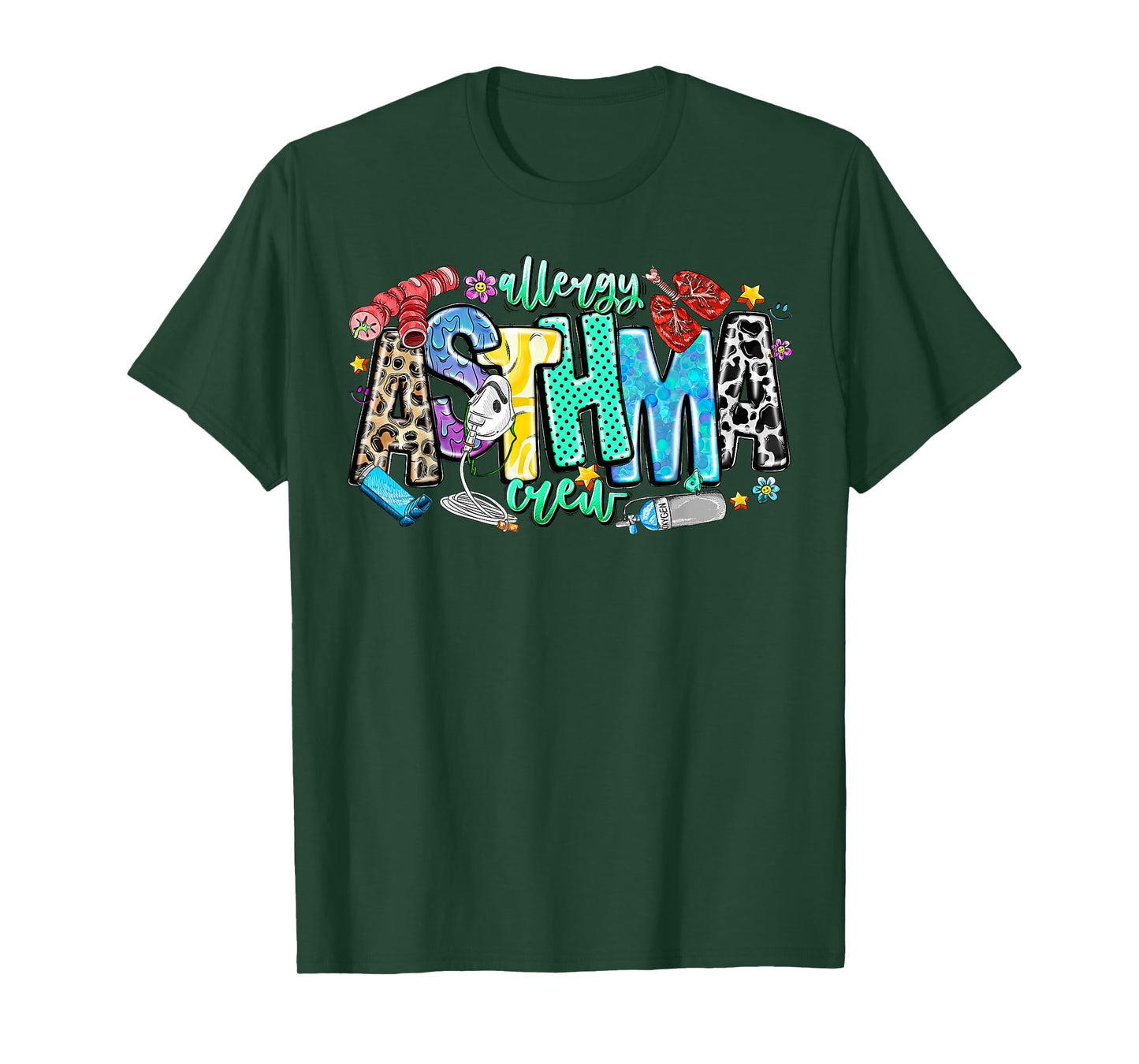 Groovy Allergy Asthma Allergy Nurse Nursing Asthma Awareness T-Shirt