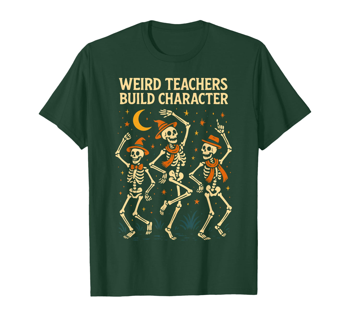 Funny Teacher Halloween Weird Skeleton School Design T-Shirt