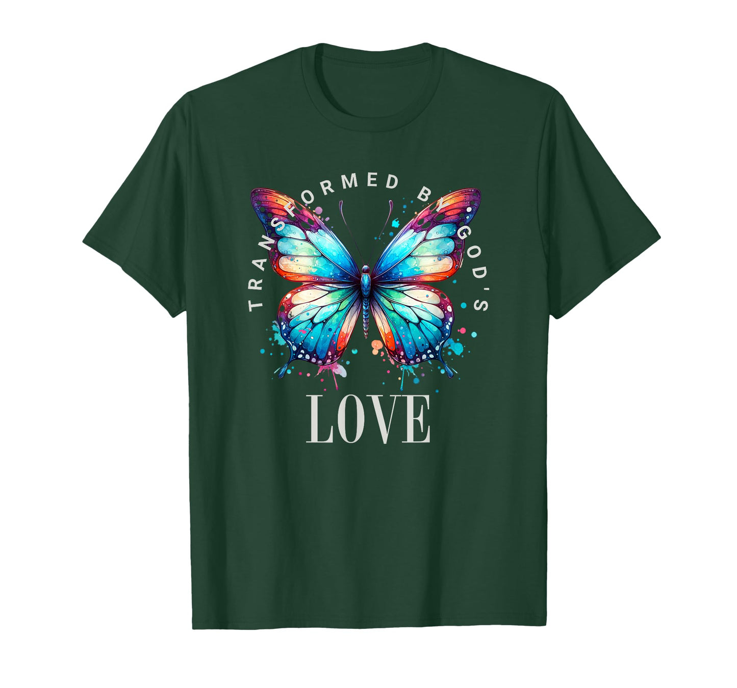 Transformed by God's Love Butterfly Design Tee T-Shirt