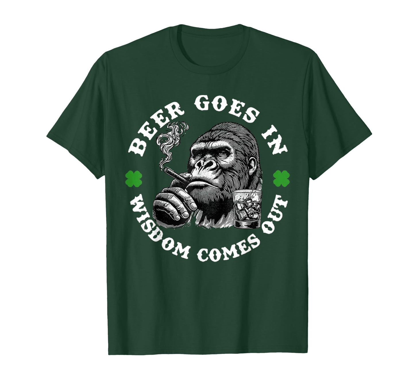 Beer Goes in Wisdom Comes Out Monkey T-Shirt