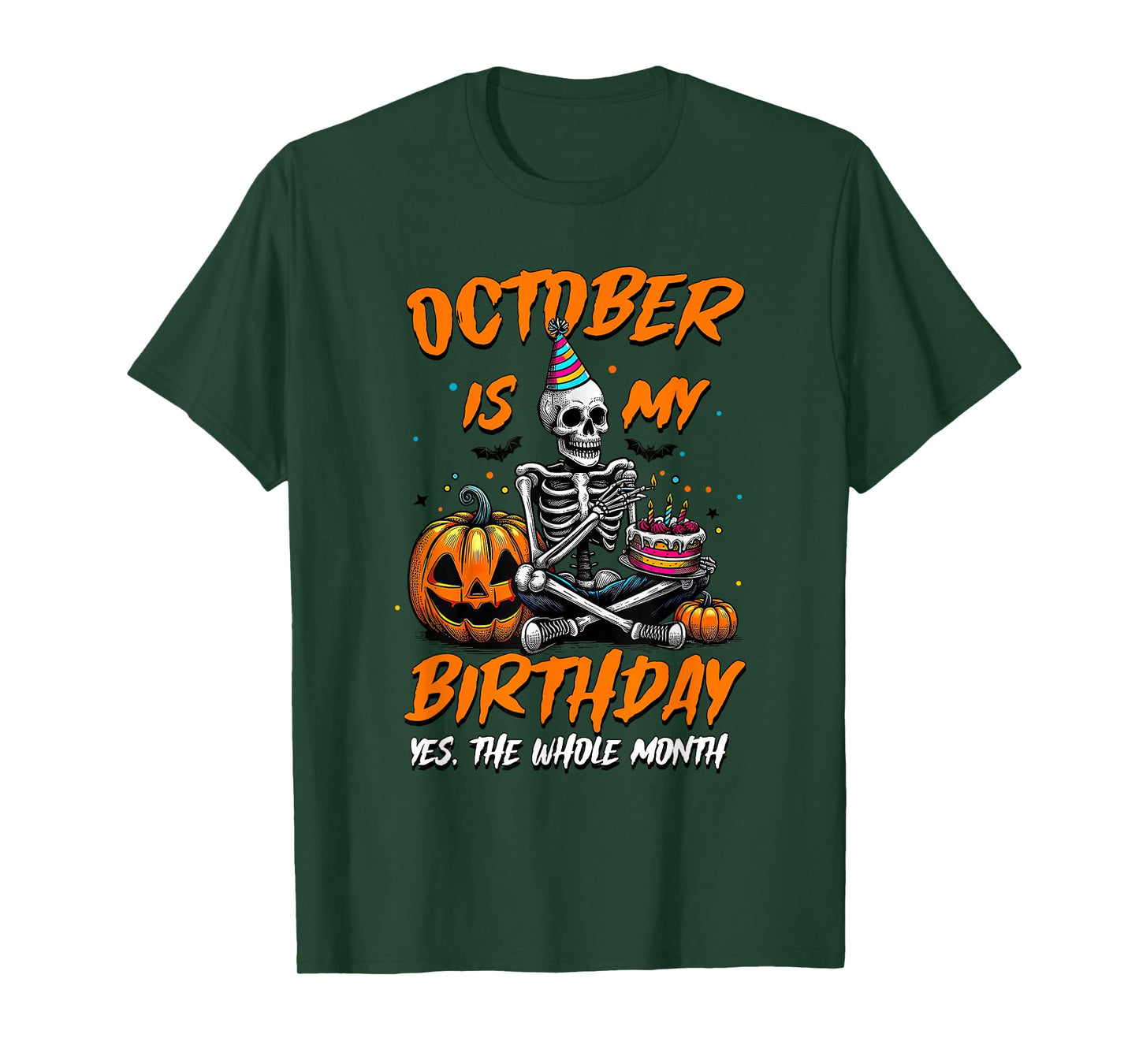 Halloween Skeleton October is My Birthday Party Decorations T-Shirt