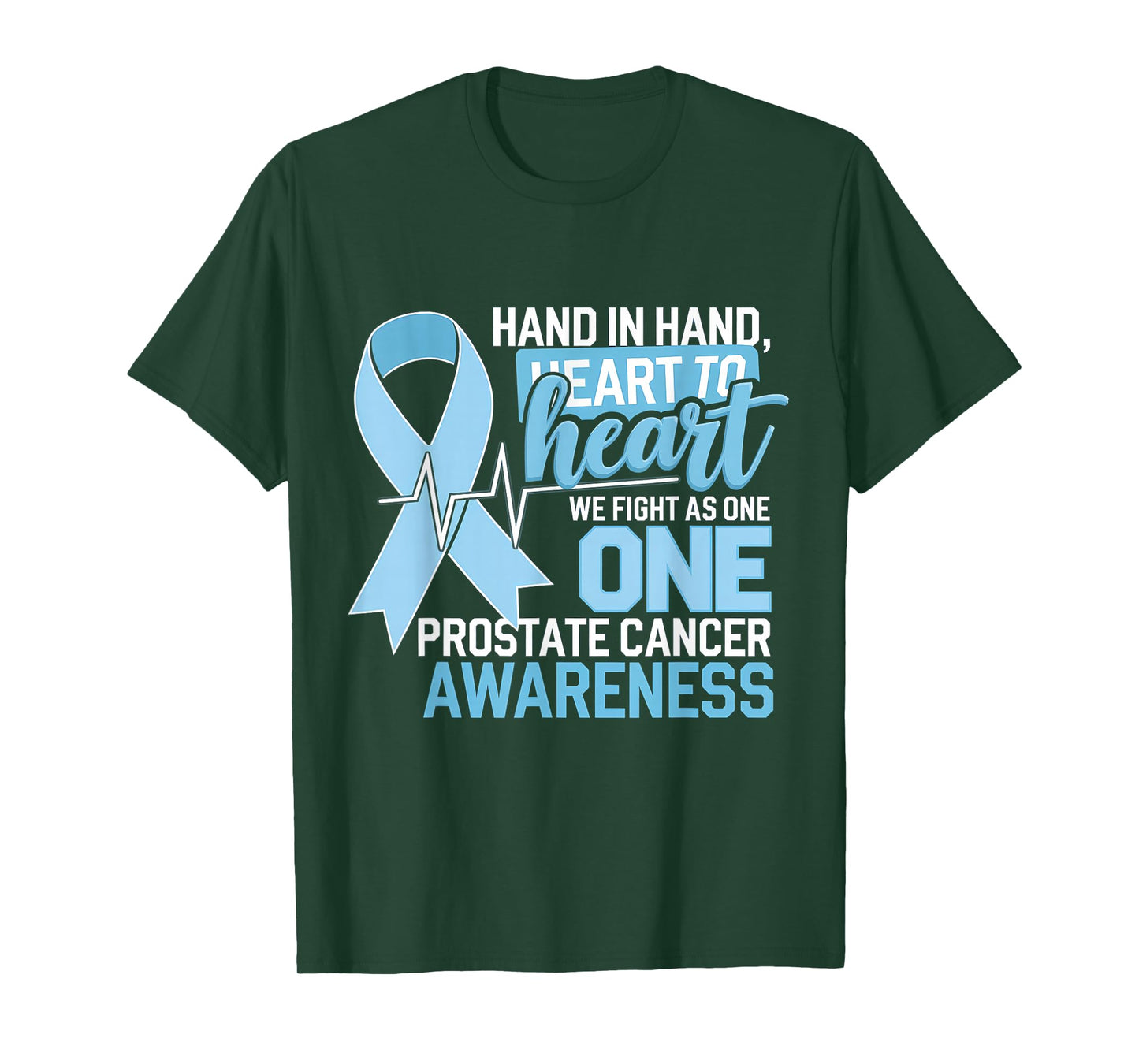 Prostate Cancer Awareness Heart To Heart Light Blue Ribbon T-Shirt