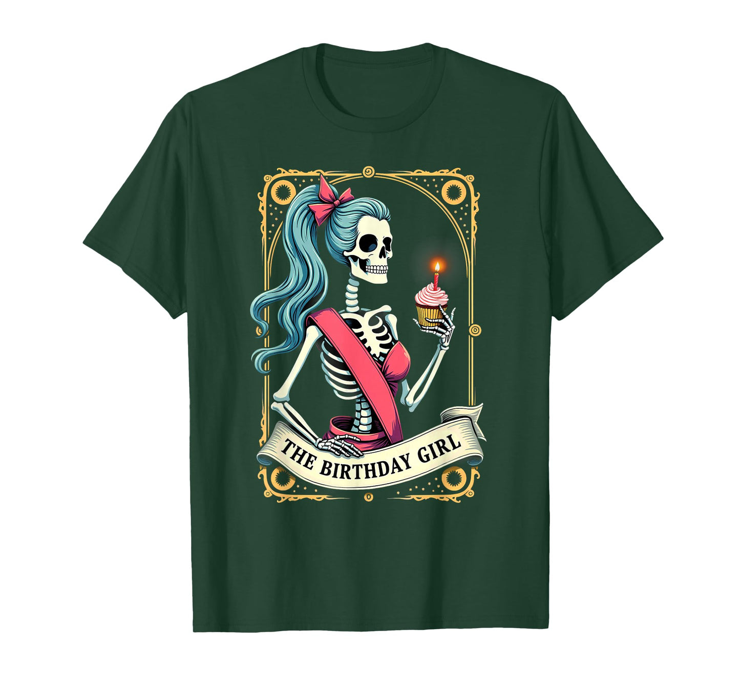 Humor Tarot Card Skeleton Birthday Girl Halloween T-Shirt