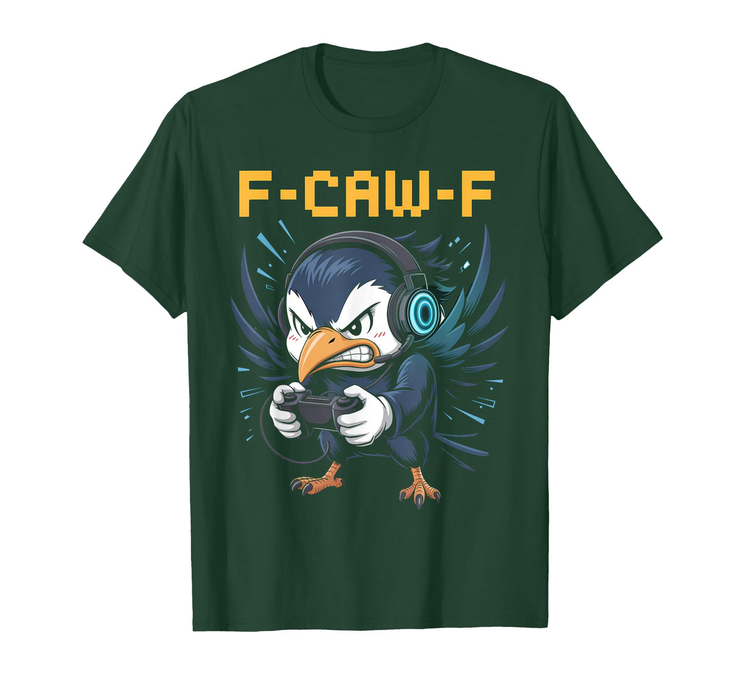 F-CAW-F Funny Gamer Crow Angry Anime Bird Hardcore Gaming T-Shirt