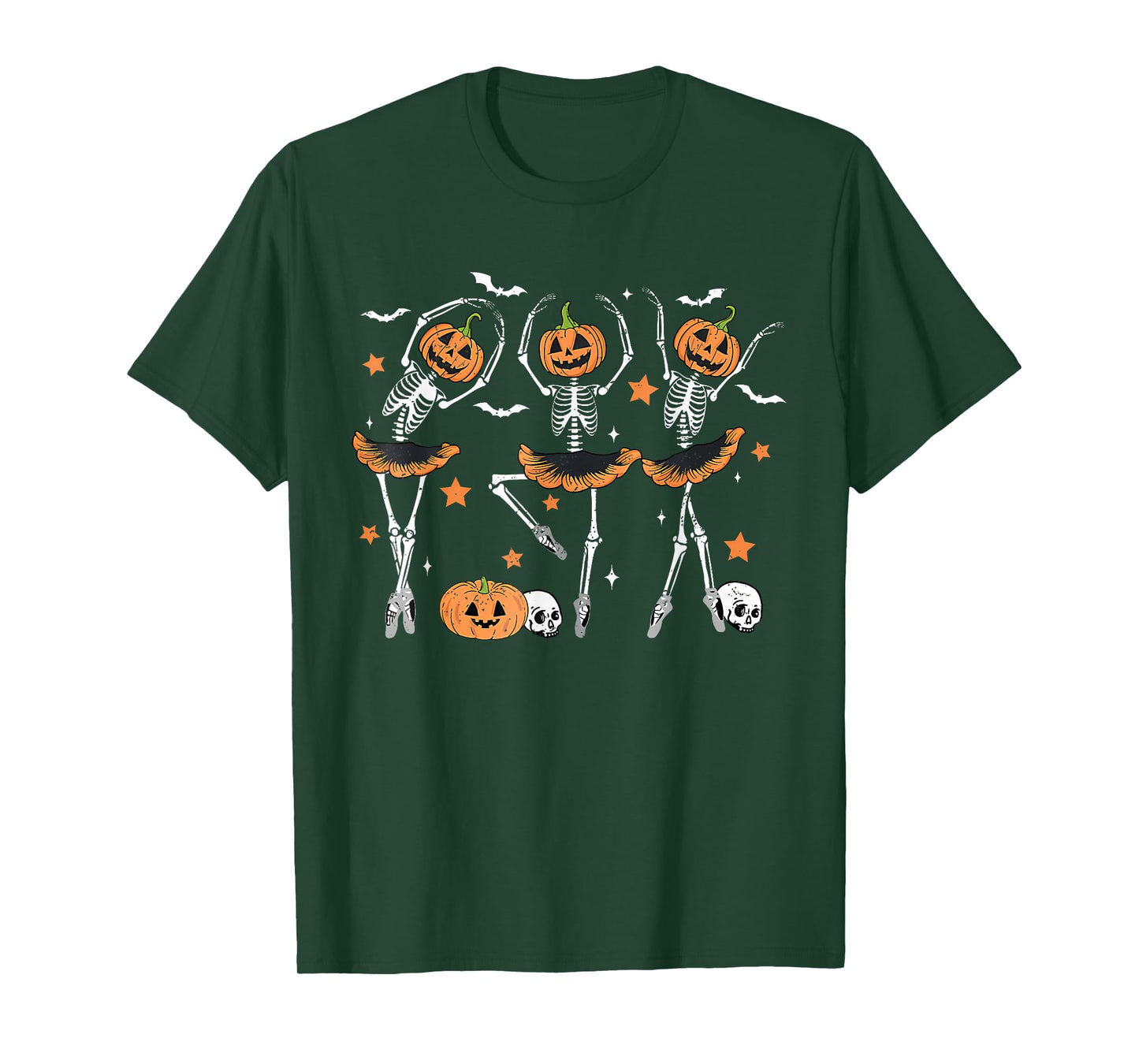 Funny Ballet Pumpkin Skeleton Scary Halloween Men Women Girl T-Shirt