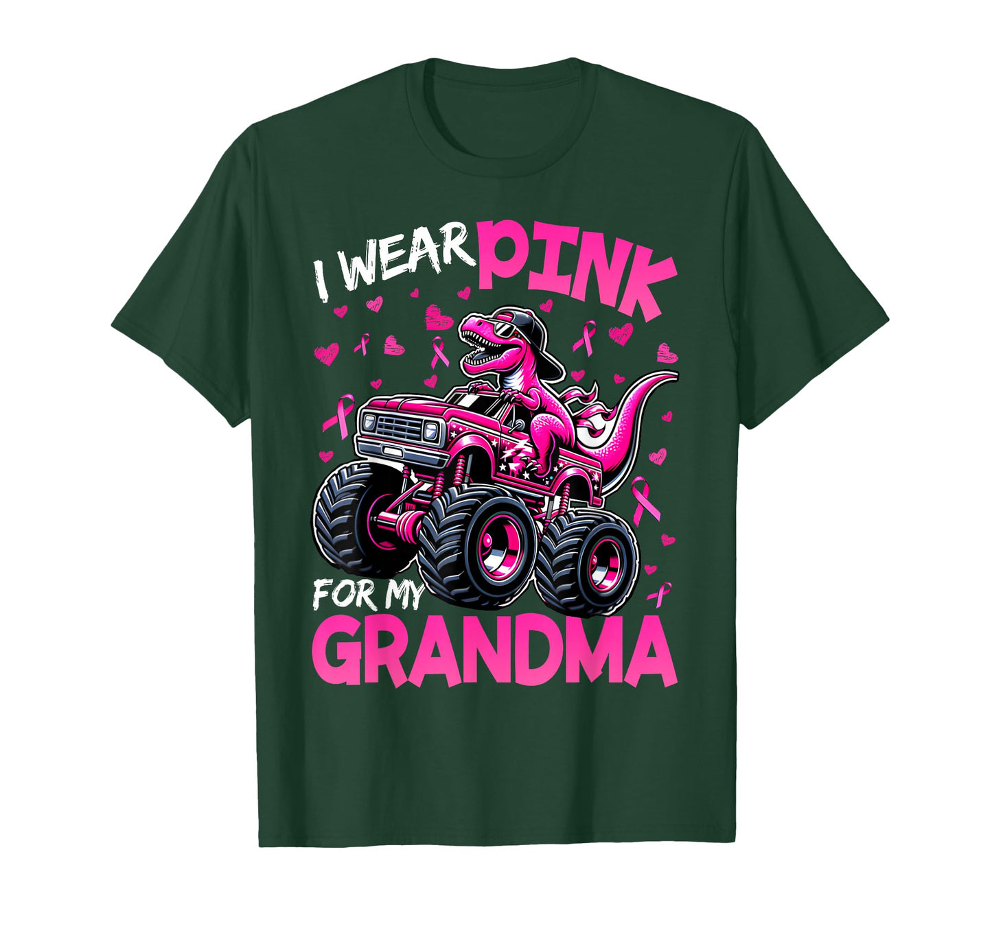 I Wear Pink for My Grandma Breast Cancer Awareness Dinosaur T-Shirt