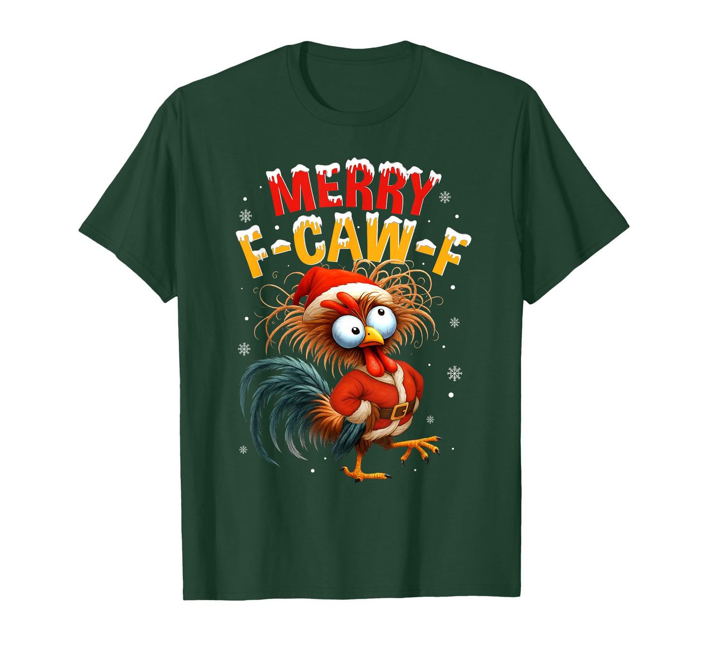 Merry F-Caw-F Chicken Rooster Meme Christmas Pajamas Holiday T-Shirt