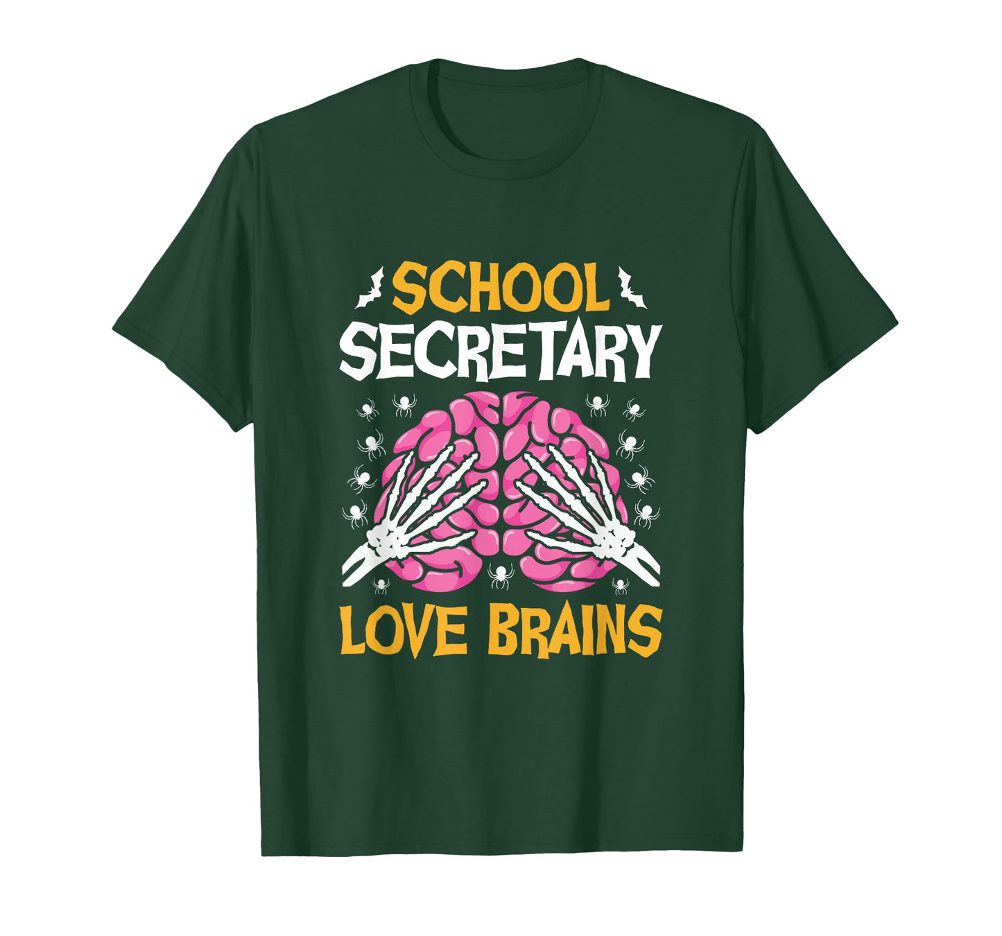 School Secretary Love Brains Funny Halloween School T-Shirt