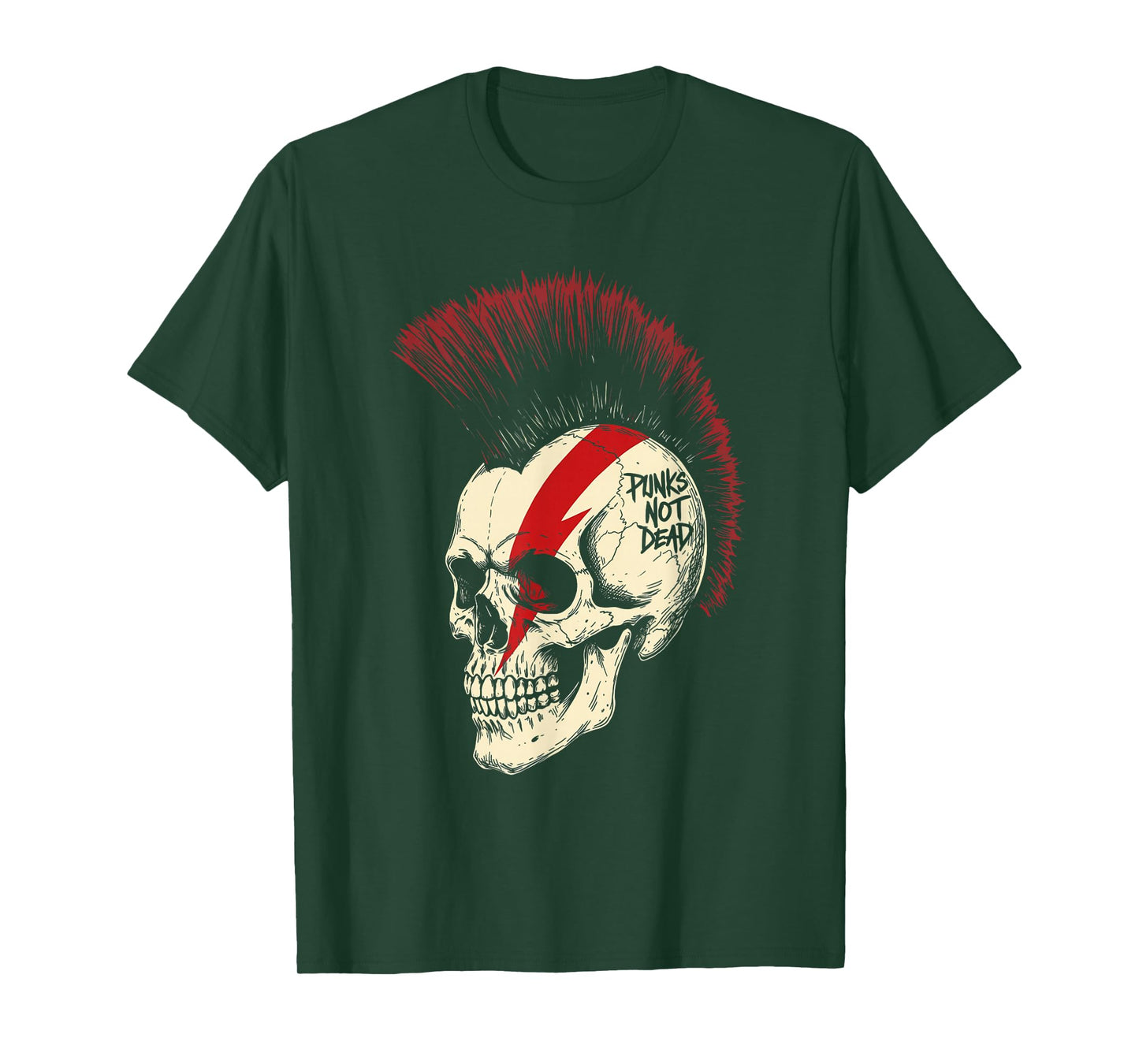 Skull Punk Mohawk Metal Rock Music Skeleton Concert T-Shirt