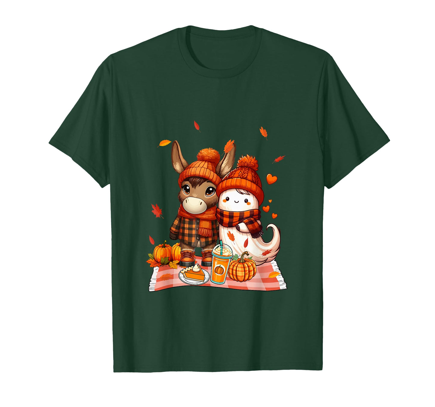 Mule with Boo Halloween Thanksgiving Fall Leaves Pumpkins T-Shirt