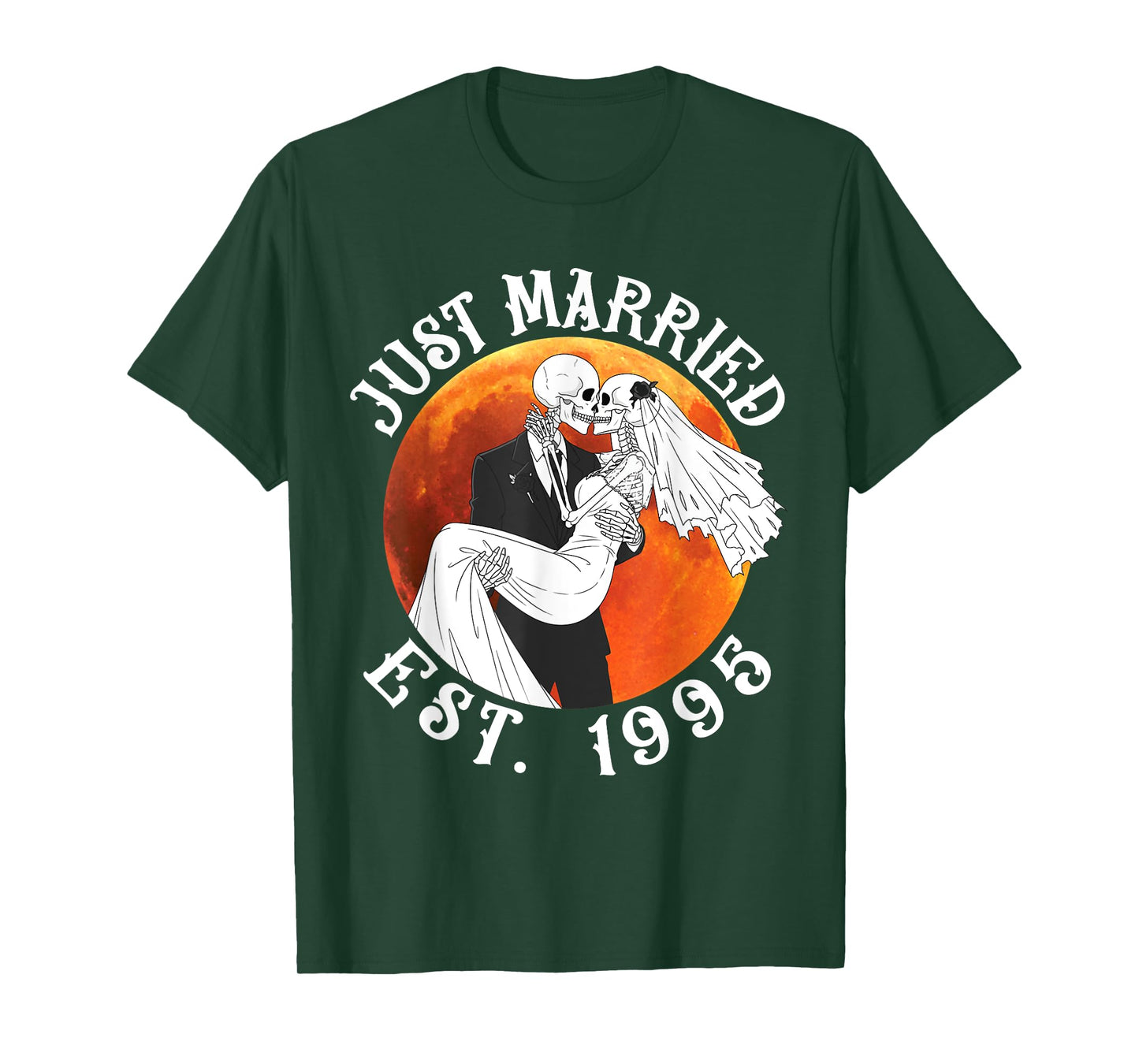 Just Married Skeleton Couple Est 1995 Halloween Husband Wife T-Shirt