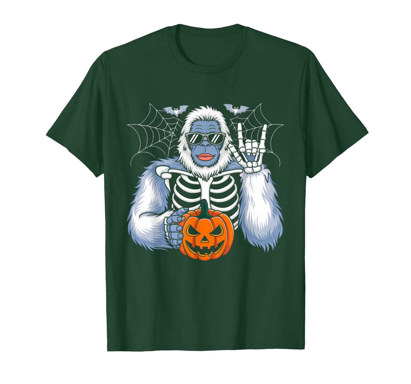 Spooky Bigfoot Jack O Lantern Skeleton Funny Halloween Boys T-Shirt