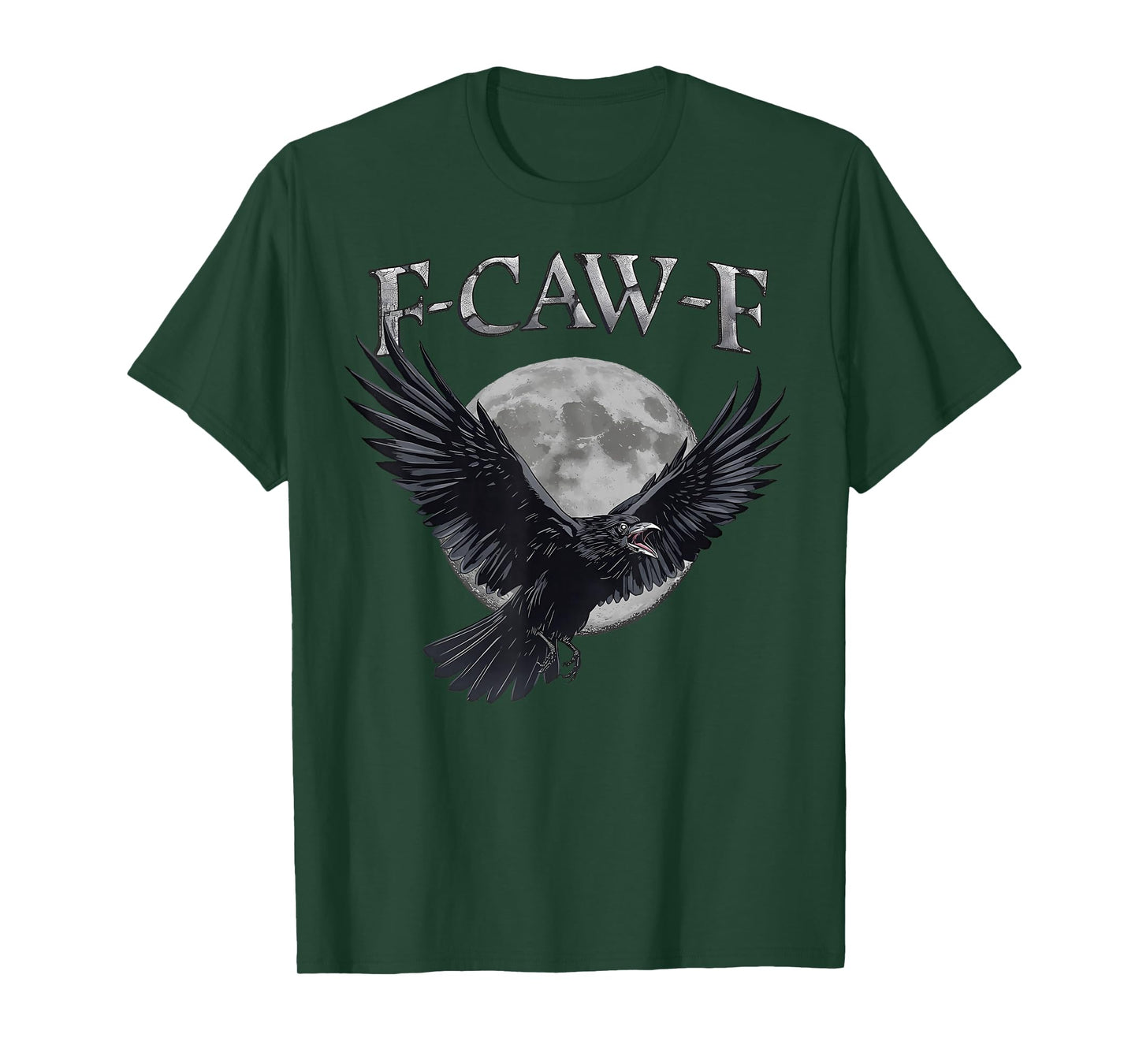 Funny F Caw F Raven Moon Gothic Graphic Halloween Crow Pun T-Shirt