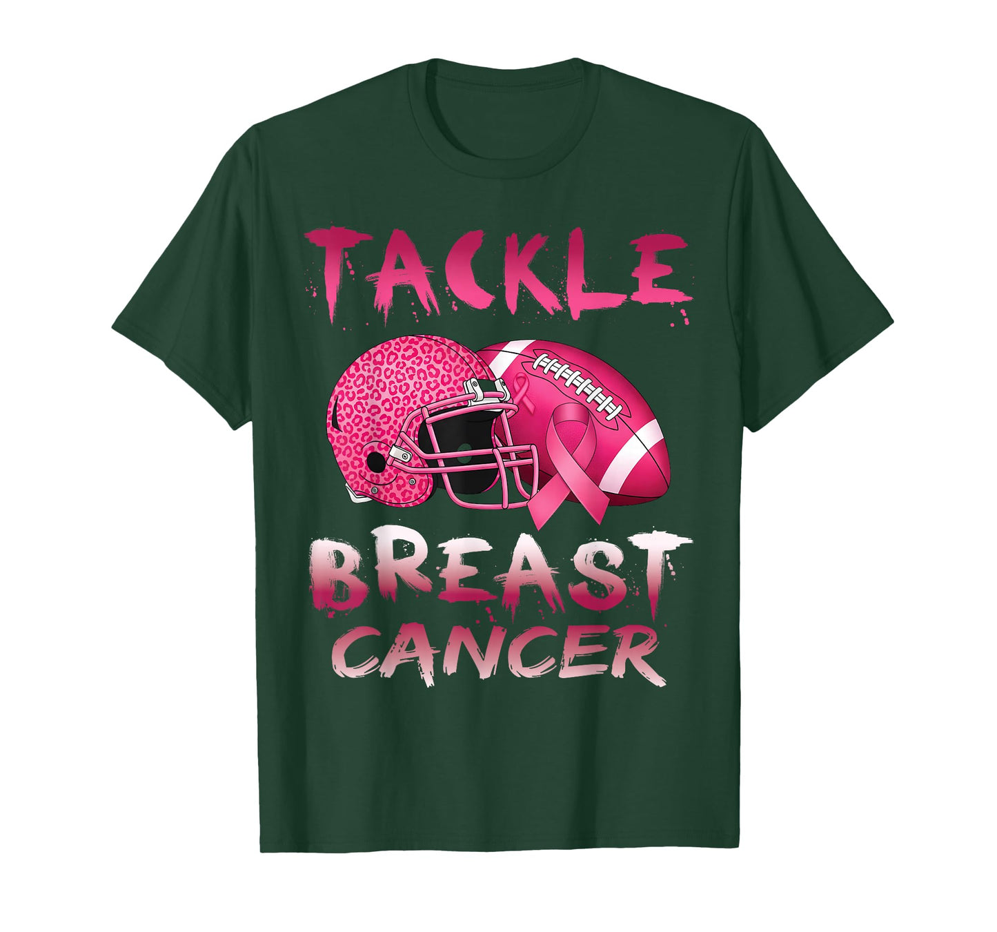 Tackle Breast Cancer Awareness American Football Leopard T-Shirt